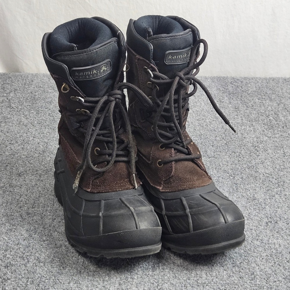Kamik Waterproof Winter‎ Snow Boots Men's Size 9 Brown Lace Up Insulated
